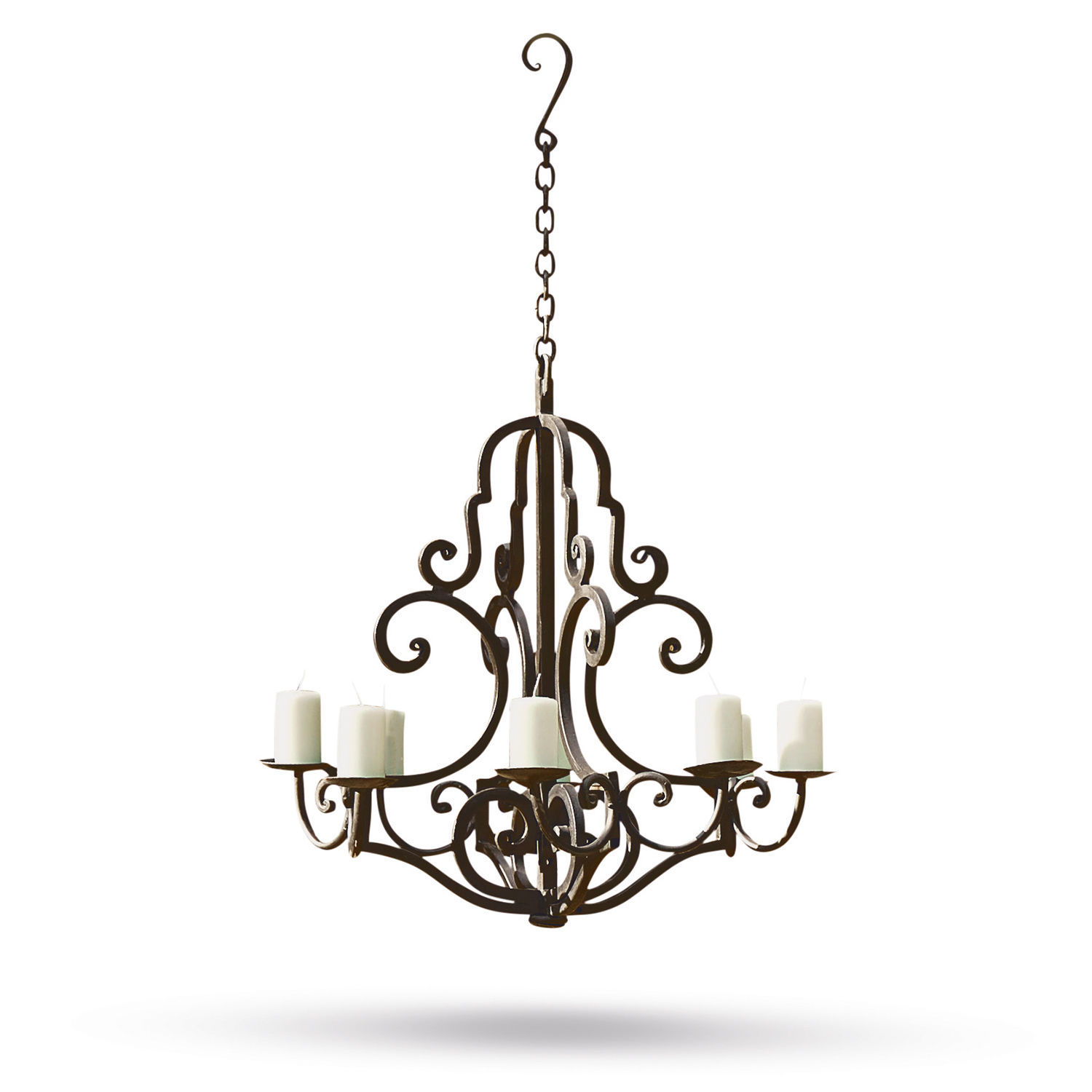 Chandelier Geneuve Lustre en fer forgé noir avec six bougies blanches, suspension décorative pour intérieur élégant