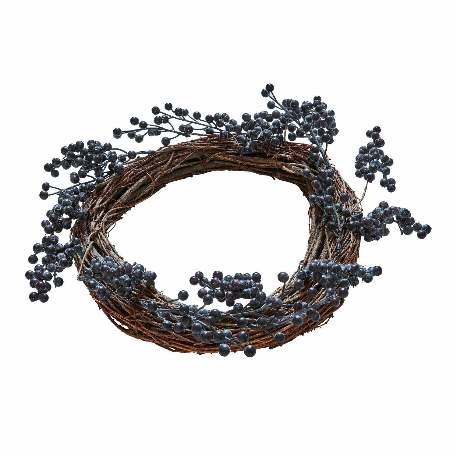 Couronne Isabeau Couronne décorative en branches naturelles avec baies noires pour décoration intérieure