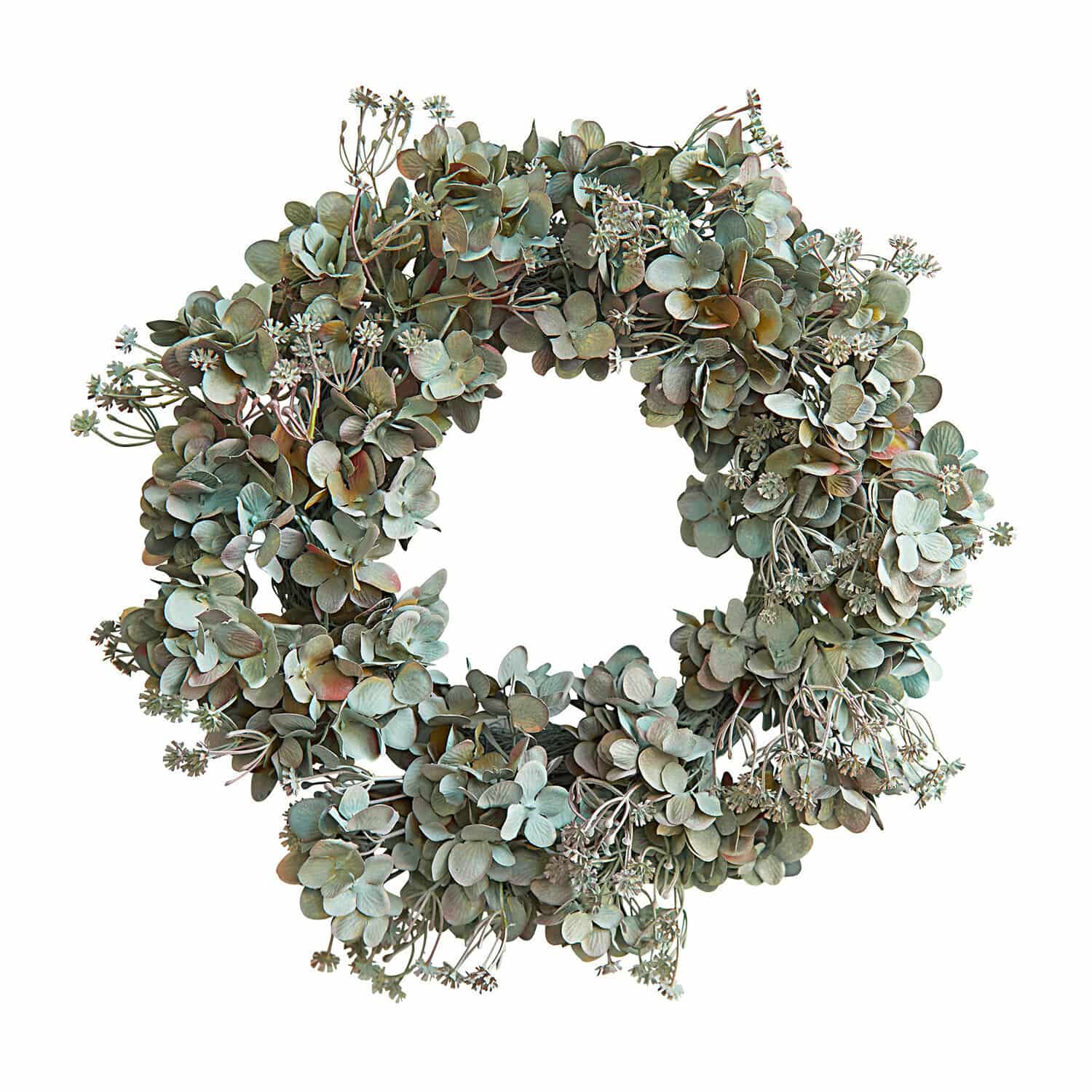 Couronne Amarente Couronne décorative en feuilles vertes et fleurs aux tons naturels pour la maison