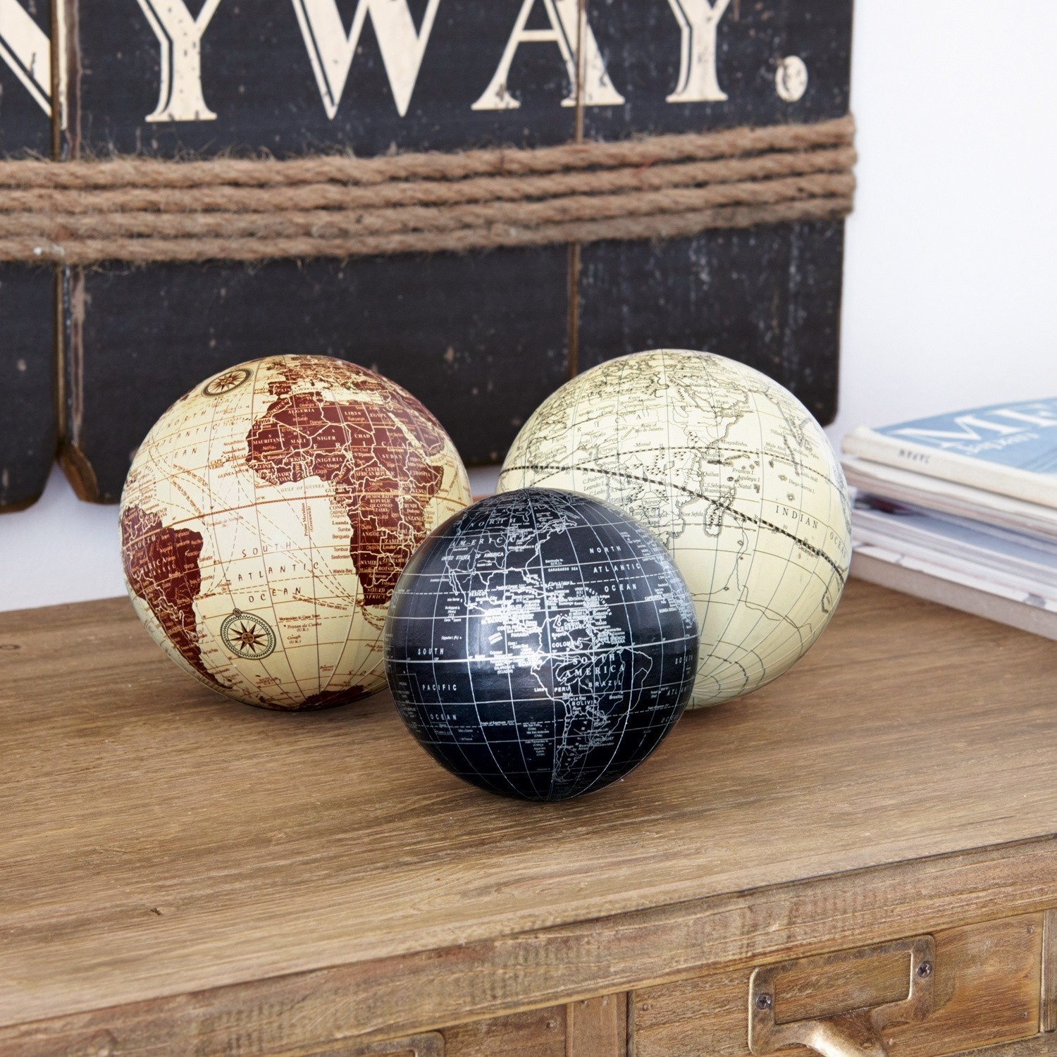 Lot de 3 boules décoratives World