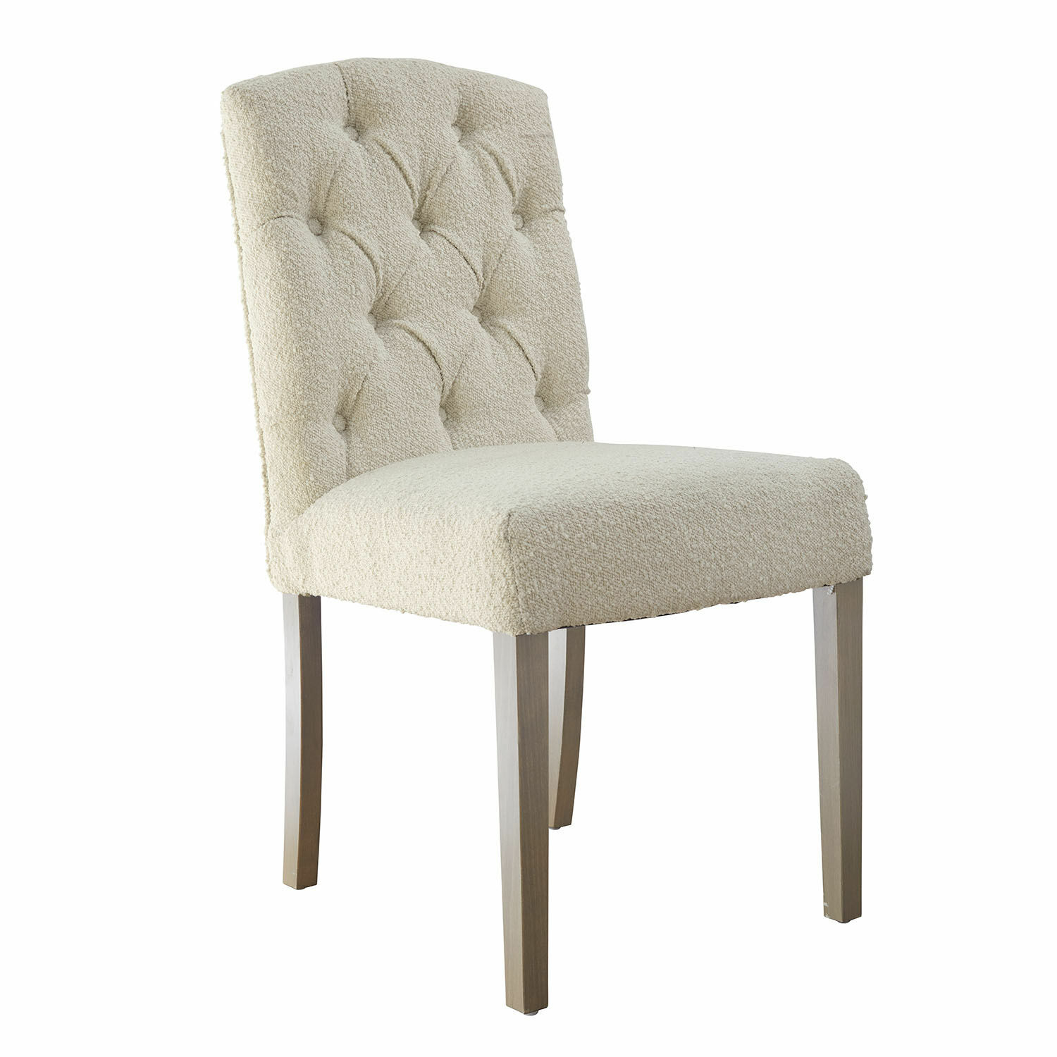 crème Chaise Fulden crème avec dossier capitonné et pieds en bois pour un confort élégant