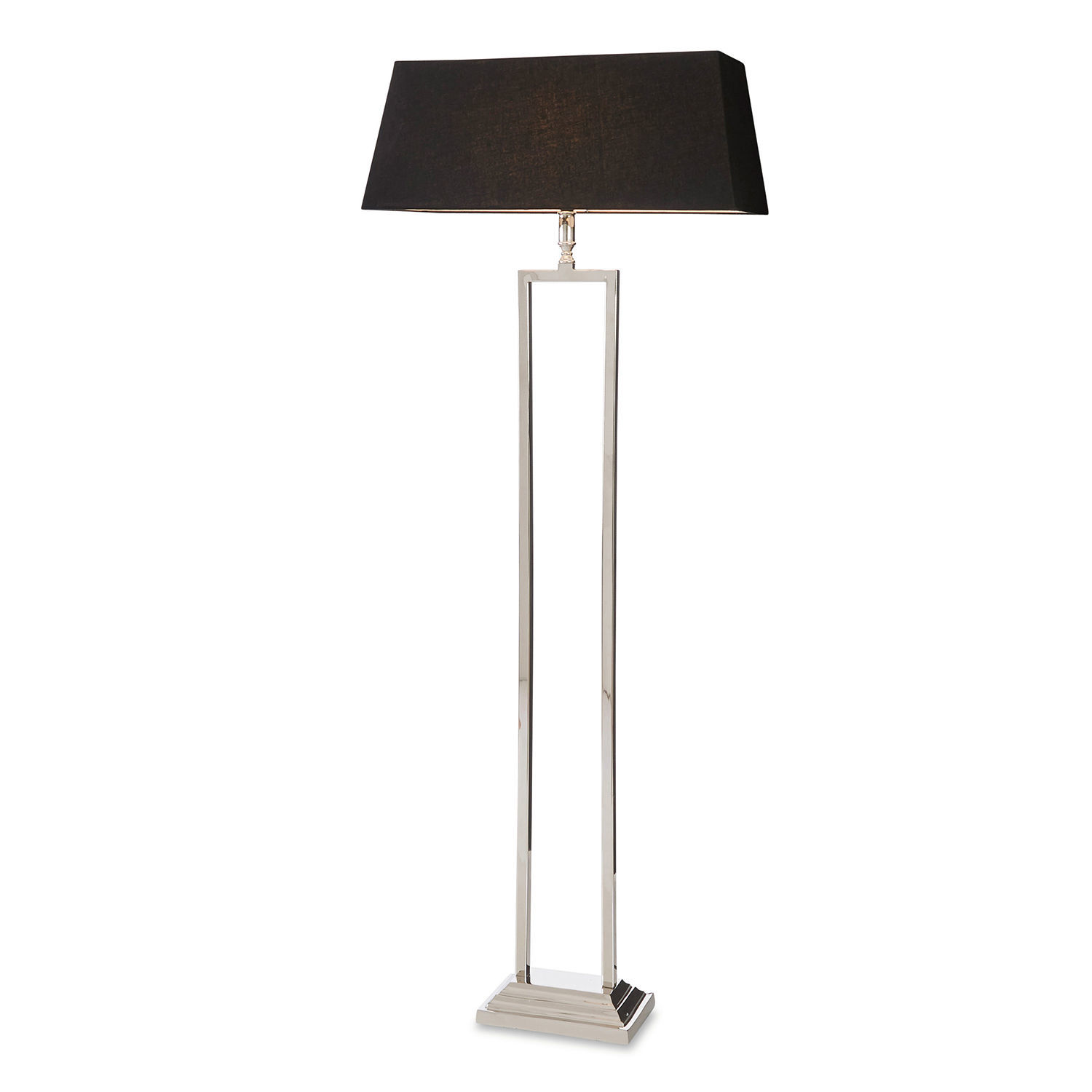 noir/argenté Lampadaire Barki avec abat-jour noir et base en métal argenté pour salon moderne