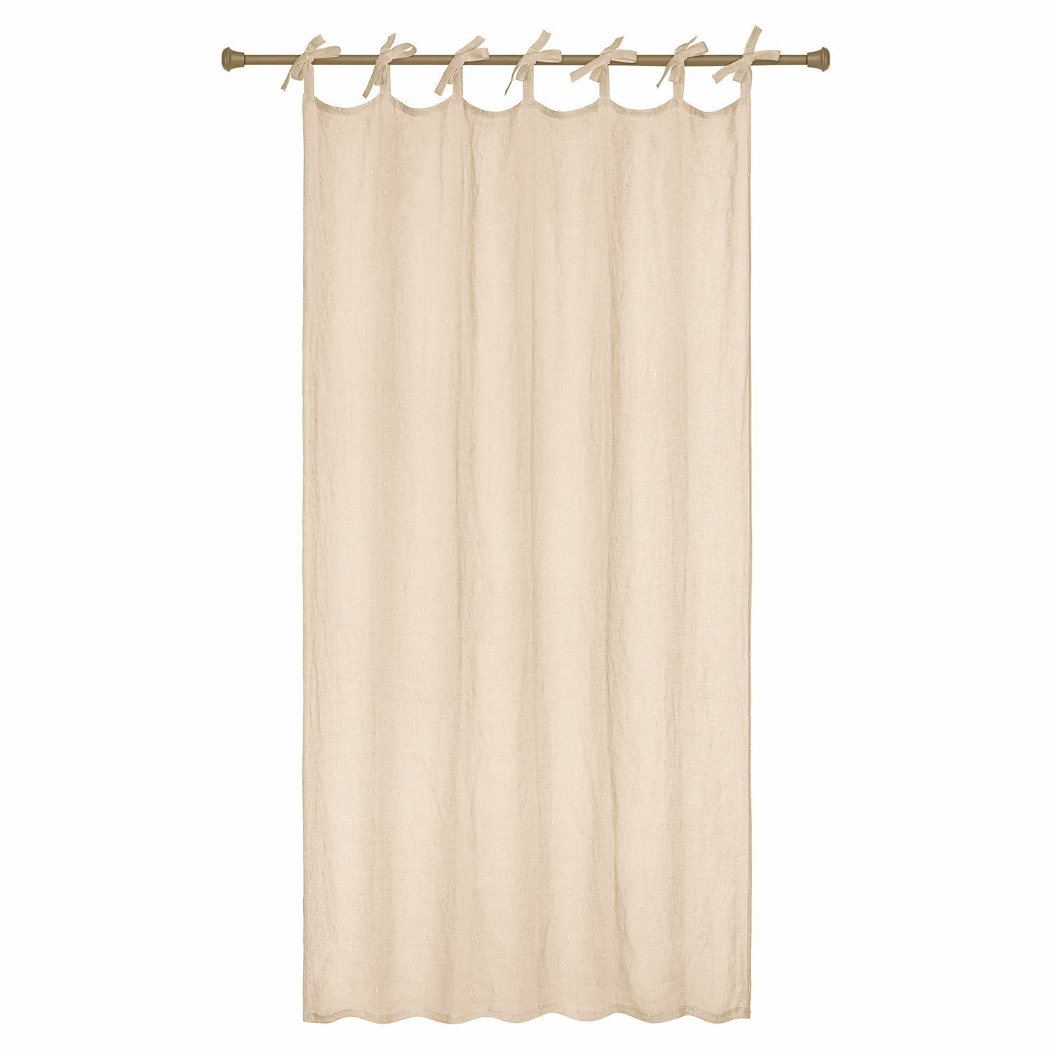 Rideau Saphie Rideau beige en lin avec boucles nouées pour tringle, tissu naturel pour décoration de fenêtre