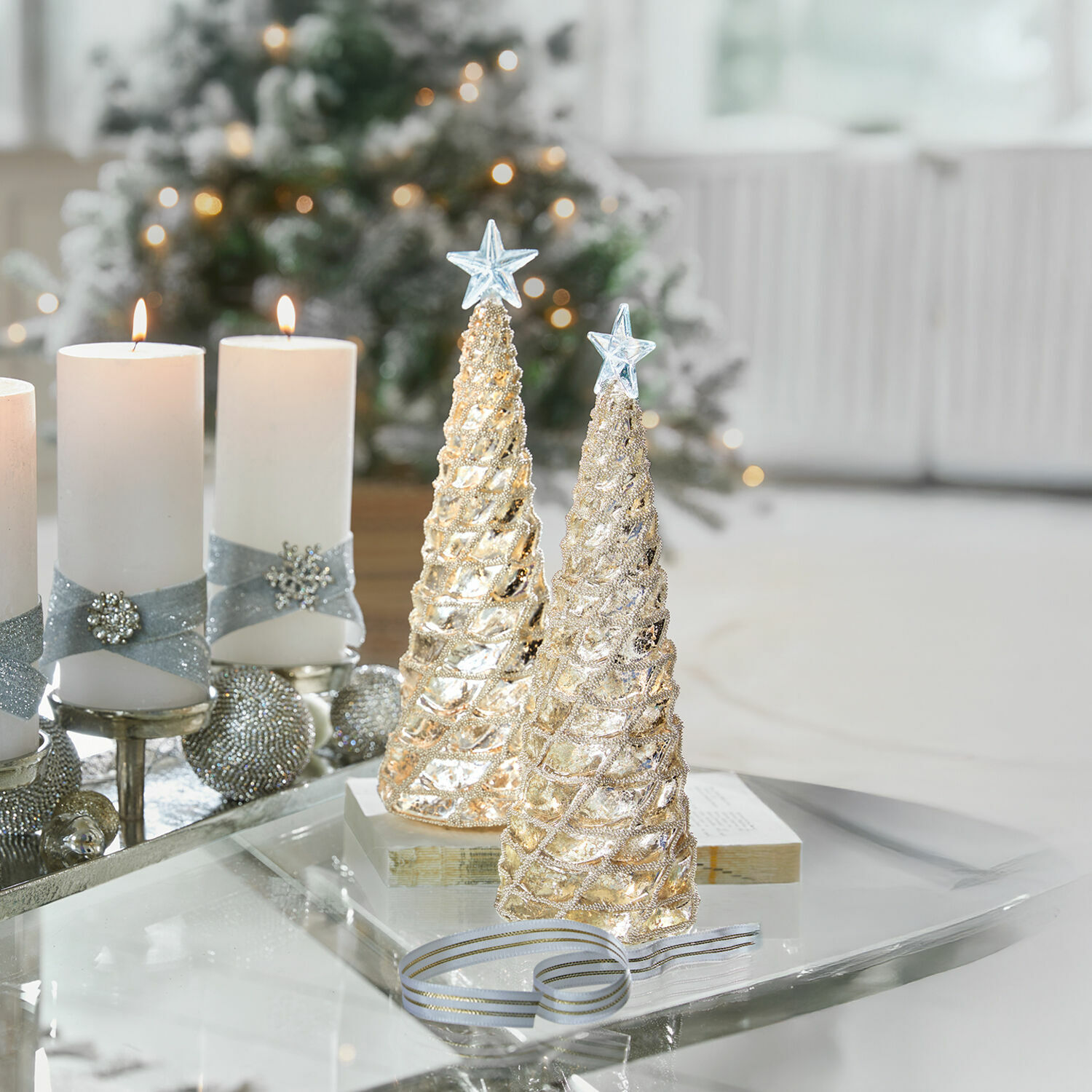 Lot de 2 arbres décoratifs Glitter