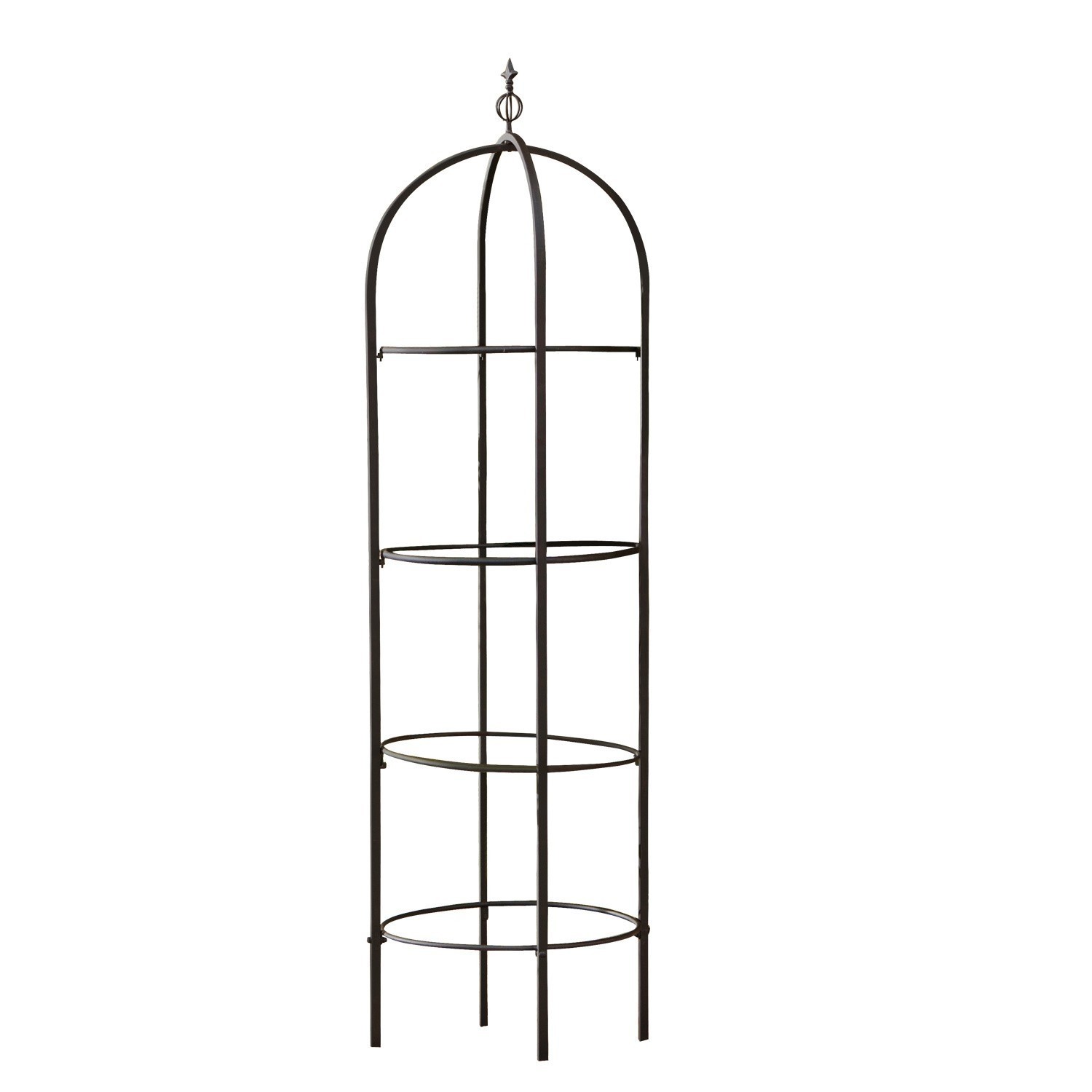 Obélisque pour plantes grimpantes Besson Structure de jardin noire en métal avec trois cercles ronds pour soutenir les plantes grimpantes