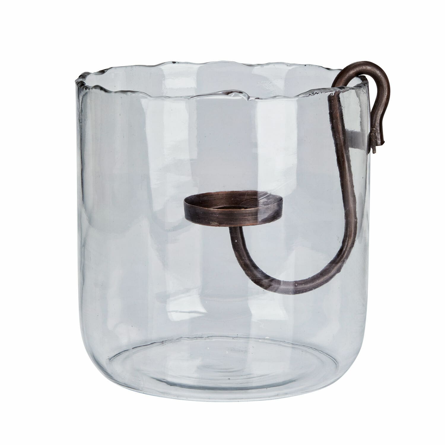 Photophore Vermand Photophore en verre transparent avec poignée en métal brun pour décoration intérieure