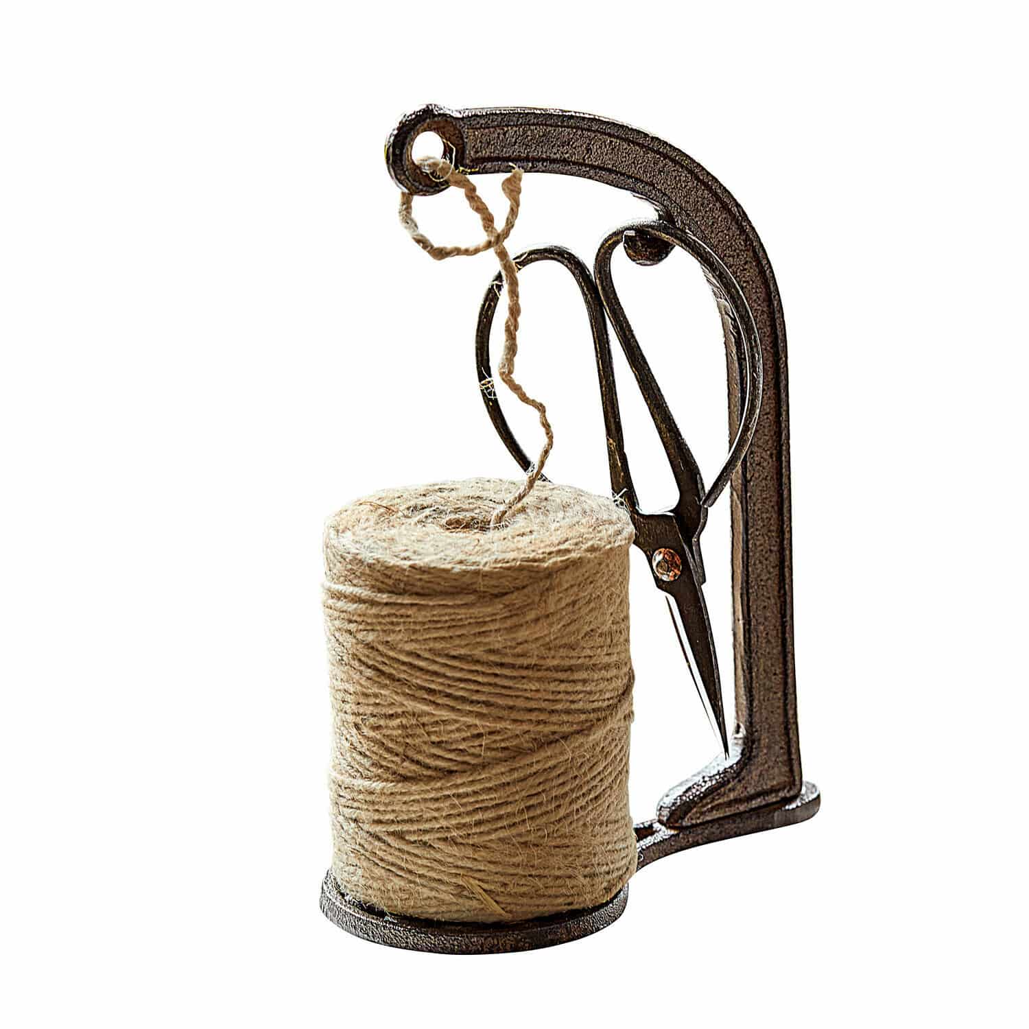 Porte-bobine avec ciseaux Preston Support en métal avec ficelle beige naturelle et ciseaux pour usage domestique et jardinage